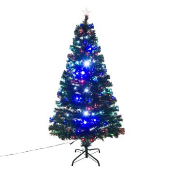 Homcom 5ft 150cm Green Fibre Optic Artificial Christmas Tree-multi