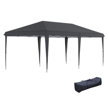 Outsunny 3 X 6 M Pop Up Gazebo, Foldable Canopy Tent, Height Adjustable Wedding Awning Canopy W/ Carrying Bag, Black