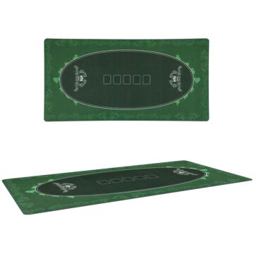 Sportnow 120 X 60 Cm Professional Texas Hold'em Poker Mat 6 Player Water-resistant Poker Table Top Rubber Poker Table Mat With Felt Surface Carry Bag, Green