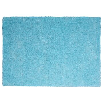 Shaggy Area Rug Blue 140 X 200 Cm Modern High-pile Machine-tufted Turquoise Rectangular Carpet Beliani