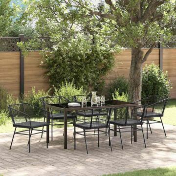 Vidaxl Set Of 4 Black Poly Rattan Two Seater Uv-resistant Materials
