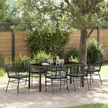Vidaxl Set Of 4 Black Poly Rattan Two Seater Uv-resistant Materials