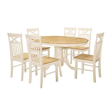 Chatsworth Round Extending Dining Table With 6 Chairs White
