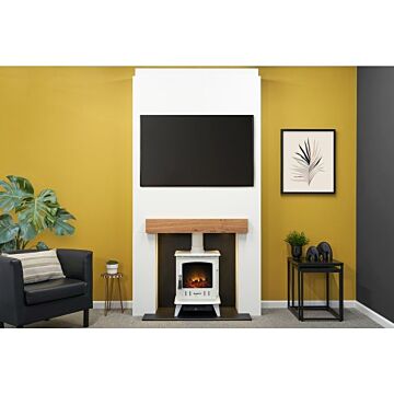 Acantha Pre-built Stove Media Wall 1 With Aviemore Electric Stove In White