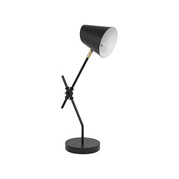 Table Lamp Desk Light Black Metal Crane Arm Adjustable Spotlight Shade Beliani