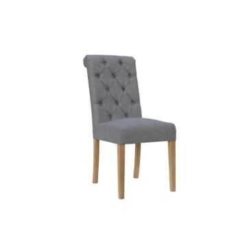 Button Back Chair With Scroll Top Light Grey/oak