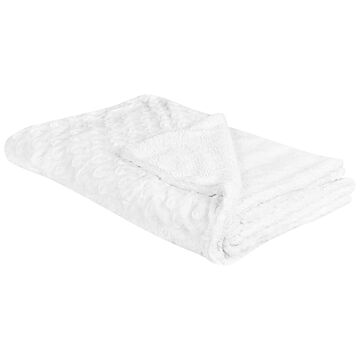 Bedspread White Fabric 150 X 200 Cm Blanket Soft Fluffy Throw Beliani