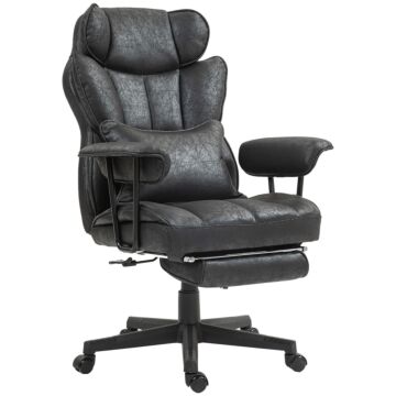 Homcom Massage Office Chair With 6 Point Massage And Heat, Desk Chair With Footrest, Reclining Backrest, Swivel Wheels, Adjustable Height, Black