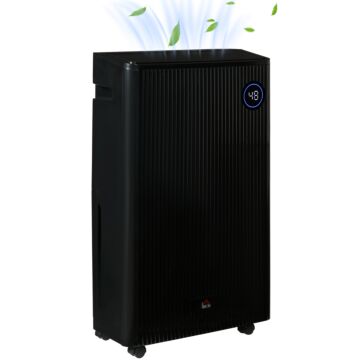 Homcom 5500ml Portable Dehumidifier With Air Purifier, Uvc, Ioniser, 24h Timer, 5 Modes, 16l/day, For Home Laundry, Black