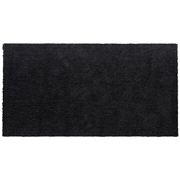 Shaggy Area Rug Black 80 X 150 Cm Modern High-pile Machine-tufted Rectangular Carpet Beliani
