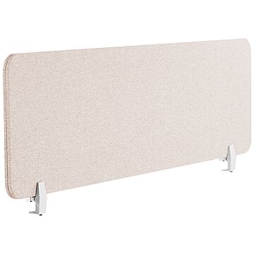 Desk Screen Beige Pet Board Fabric Cover 160 X 40 Cm Acoustic Screen Modular Mounting Clamps Home Office Beliani