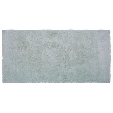 Shaggy Area Rug Green Cotton Polyester Blend 80 X 150 Cm Fluffy Dense Pile Beliani
