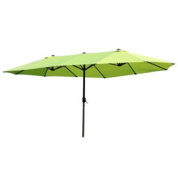 Outsunny 4.6m Garden Parasol Double-sided Sun Umbrella Patio Market Shelter Canopy Shade Outdoor Grass Green - No Base