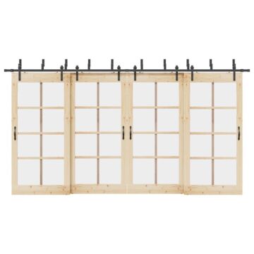 Vidaxl Sliding Door Hardware Kit 427 Cm Steel Black