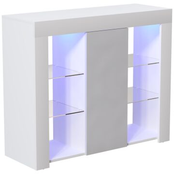 Vida Designs Azura 1 Door Large Led Sideboard, White & Grey