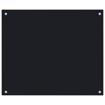 Vidaxl Kitchen Backsplash Black 70x60 Cm Tempered Glass