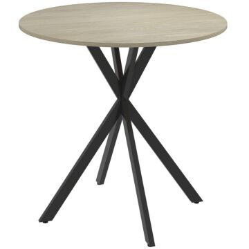 Homcom 80cm Industrial Round Dining Table - Oak