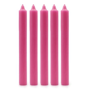 Solid Colour Dinner Candles - Rustic Deep Pink - Pack Of 5