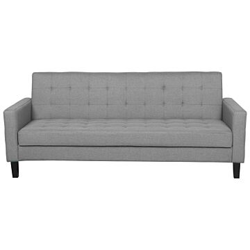 Sofa Bed Light Grey Fabric 3 Seater Click Clack Quilted Upholstery Beliani