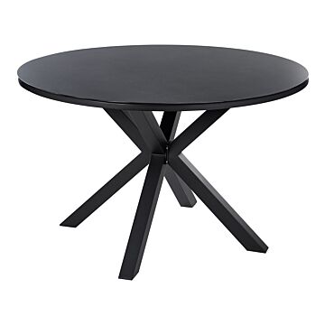 Garden Dining Table Black Aluminium Round Ø 120 Cm Outdoor Modern Beliani
