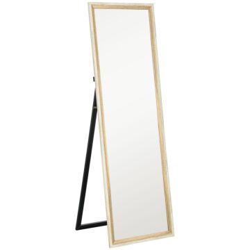Homcom 162.6 Cm Two-tone Full Length Mirror - White/oak-tone