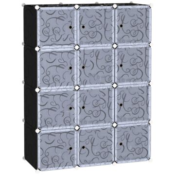 Homcom Diy Wardrobe Portable Interlocking Plastic Modular Closet Bedroom Clothes Storage Cabinet Cube Organiser