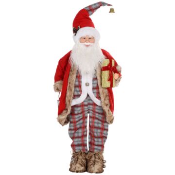 Homcom Life Size Animated Santa Claus, 141cm Tall Christmas Decoration With Sound Activated And Festive Music For Party