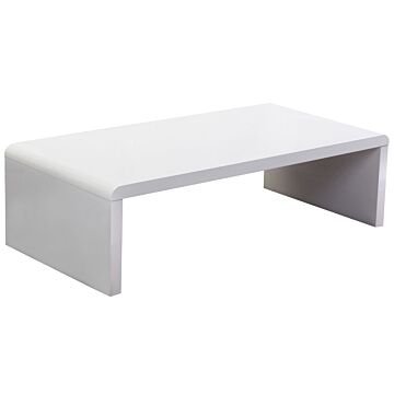 Coffee Table White Rectangular Top Glossy Minimalistic Modern Living Room Beliani