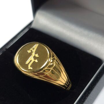 Arsenal Fc 18ct Gold Plated On Silver Signet Ring - U