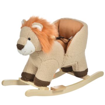 Homcom Toddlers Plush Lion Rocking Horse Brown