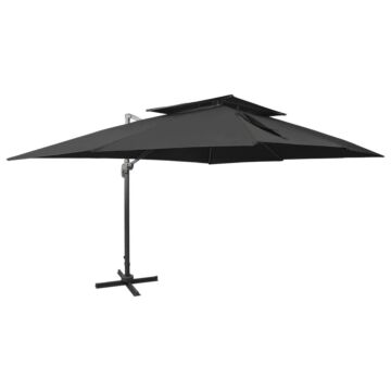 Vidaxl Cantilever Garden Parasol With Double Top Black 400x300 Cm