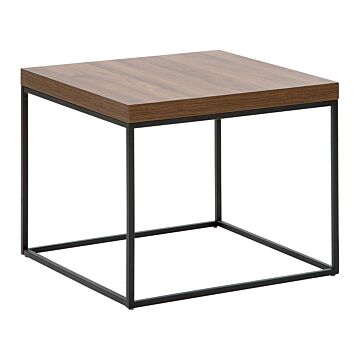 Side Table Dark Wood Top Black Legs 50 X 60 X 60 Cm Industrial Beliani