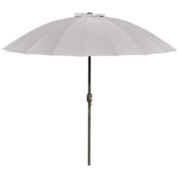 Outsunny 2.5m Adjustable Outdoor Garden Parasol Umbrella Sun Shade With Crank & Tilt, Light Grey