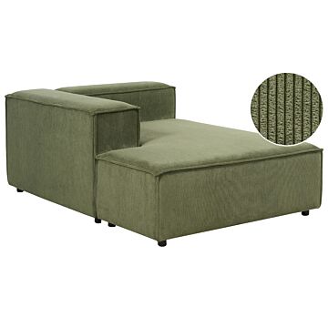 Chaise Lounge Green Corduroy Upholstery Synthetic Legs Right Hand Modern Living Room Aprica Beliani