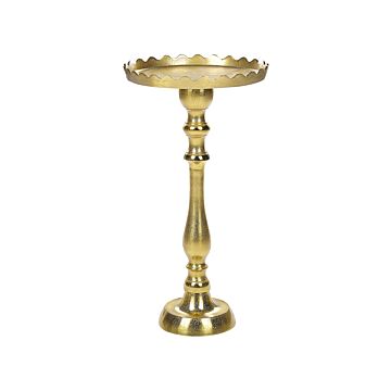 Side Table Gold Metal 35 X 35 X 66 Cm Accent Piece Glossy Finish End Table Glam Living Room Beliani