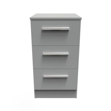 Contrast Wireless Charging 3 Drawer Bedside Cabinet In Dusk Grey