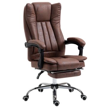 Vinsetto Ergonomic Desk Chair Home Office Chair With Reclining Function Armrests Swivel Wheels Footrest Brown
