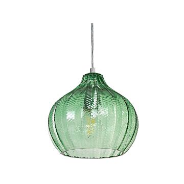 Pendant Lamp Green Glass Shade Retro Lighting Hanging Light Beliani