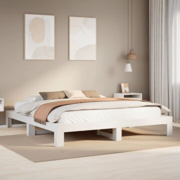 Vidaxl Bed Frame Without Mattress White 200x200 Cm Solid Wood Pine