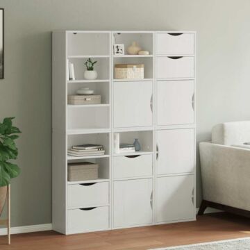 Vidaxl Side Cabinets 6 Pcs "odda" White 40x24x79 Cm Solid Wood Pine