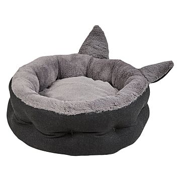 Pet Bed Grey Polyester Faux Fur Dog Living Room Bedroom Beliani