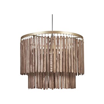 Pendant Lamp Dark Wood Natural Mango Shade Ceiling Light Boho Industrial Style Home Accessories Handmade Beliani