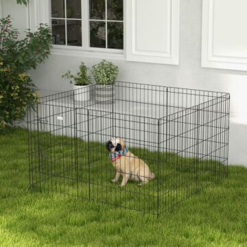 Pawhut 8 Panel Diy Dog Pen With Door For Dogs, Small Animals, Indoor/outdoor Use