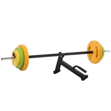 Homcom 20kg Adjustable Barbell Weights Set With Barbell Jack, Adjustable Weights Set With Non-slip Handle And Fixing Clip, For Home Gym Strength Training