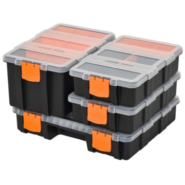 Durhand Pp 4-pack Size Variety Tool & Hardware Storage Boxes Black/orange