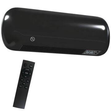 Homcom 2000w Ceramic Electric Heater With Fan, Adjustable Thermostat, Wall Mounted - Black