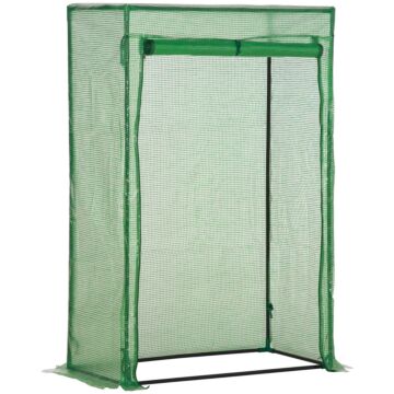 Outsunny 100 X 50 X 150cm Greenhouse Steel Frame Pe Cover With Roll-up Door Outdoor For Backyard, Balcony, Garden, Green