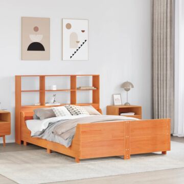 Vidaxl Bookcase Bed Without Mattress Wax Brown 140x190 Cm Solid Wood