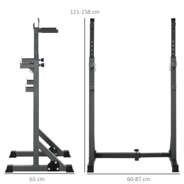 Sportnow Heavy Duty Barbell Squat Rack With Dip Station, Adjustable And Multifunctional Weight Power Stand For Home Gym