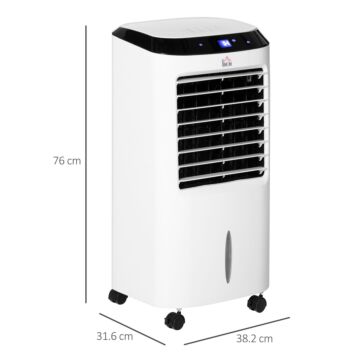 Homcom Portable Air Cooler, Evaporative Anion Ice Cooling Fan Water Conditioner Humidifier Unit W/3 Speed, Remote Controller, Timer